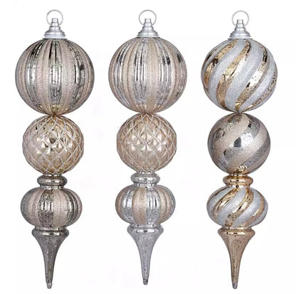 Member's Mark Jumbo Pre-Lit Shatterproof Ornament Stake Lights, Set of 3 Gold Ornament Decor Pro Linens