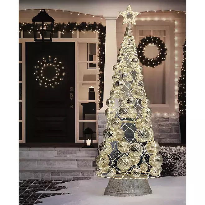 Member’s Mark 7’ Pre-Lit Decorative Ornament Tree, Assorted Colors Gold Ornament Tree Pro Linens