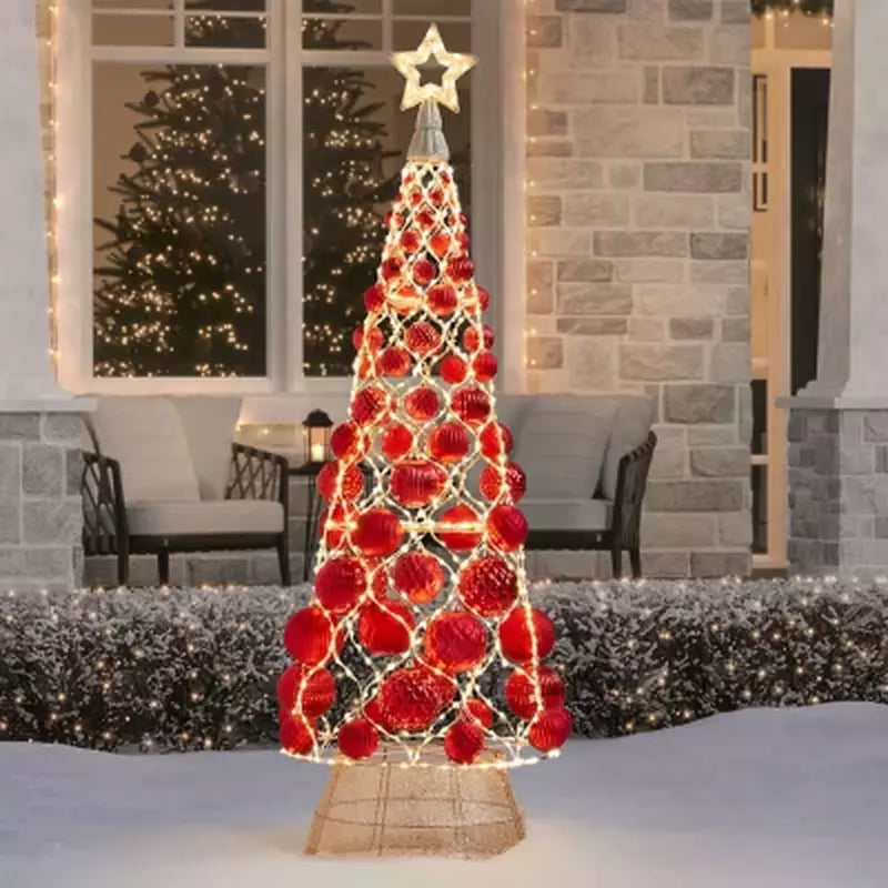 Member’s Mark 7’ Pre-Lit Decorative Ornament Tree, Assorted Colors Red Ornament Tree Pro Linens