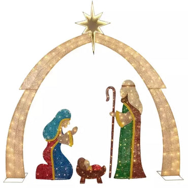 Member's Mark Pre-Lit Twinkling Nativity Set, 4 pc. Pre-Lit Decor Pro Linens