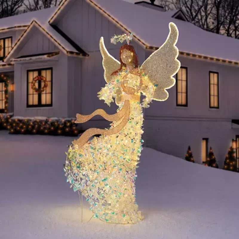 Member's Mark 6' Pre-Lit Iridescent Angel Ornament Decor Pro Linens