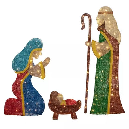 Member's Mark Pre-Lit Twinkling Nativity Set, 4 pc. Pre-Lit Decor Pro Linens