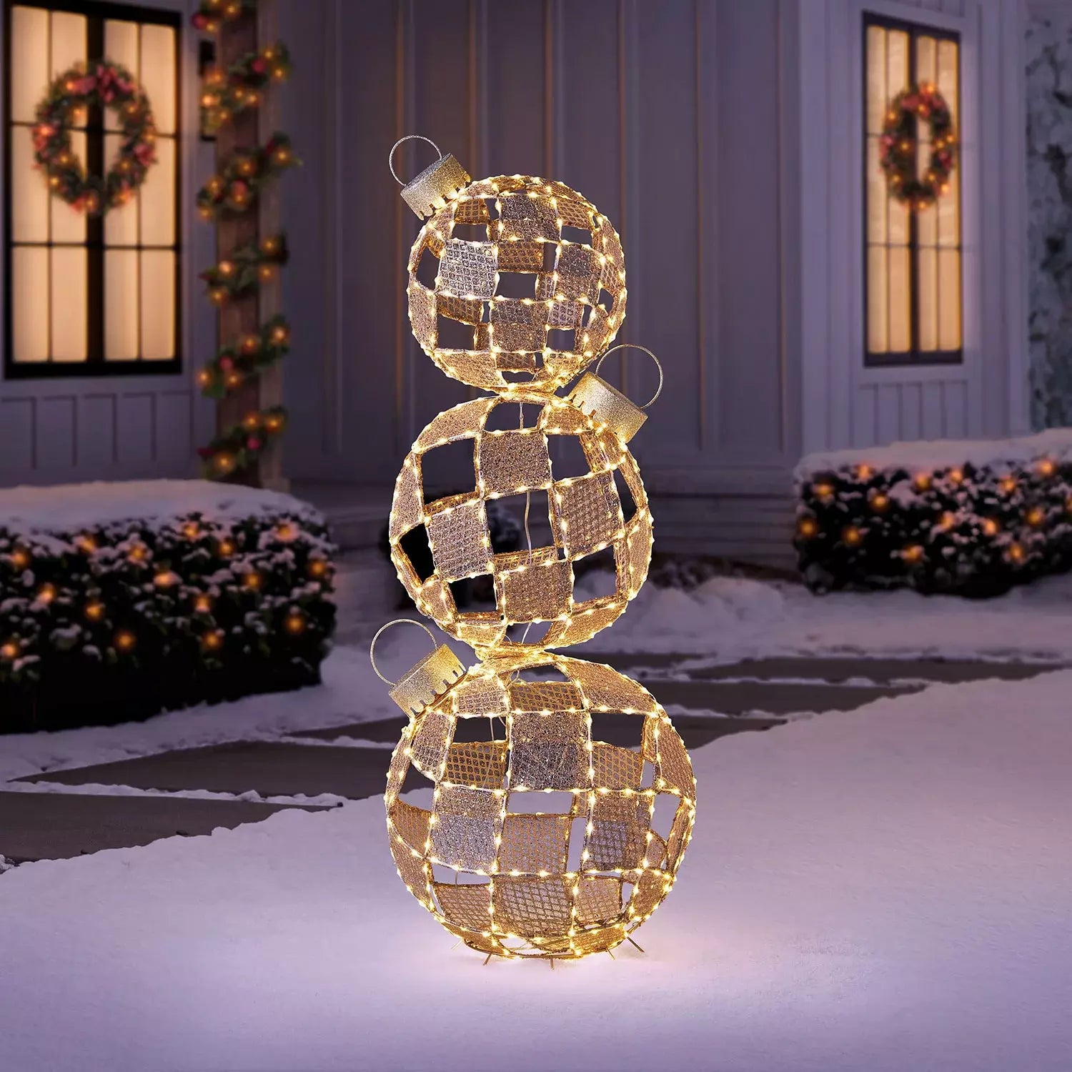 Member’s Mark Over 5' Pre-Lit Stack Ornament Décor Gold Ornament Decor Pro Linens