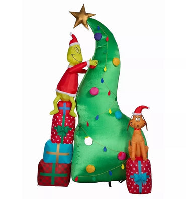 Dr. Seuss 10' Pre-Lit Inflatable Grinch and Max Pre-Lit Decor Pro Linens