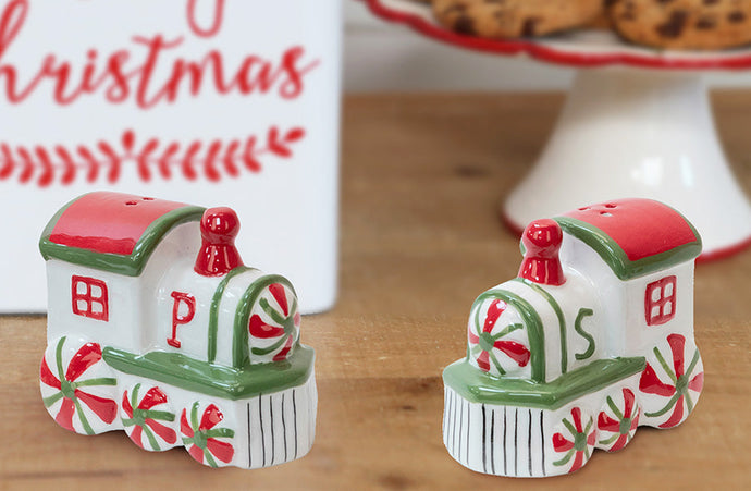 Ceramic Holiday Train Salt & Pepper Shakers General DCI