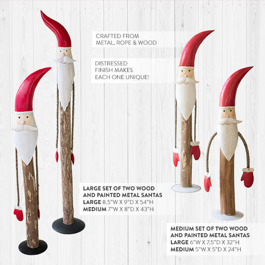 Tall Wooden Painted Santas, Set of Two, Choose Your Size General KAL