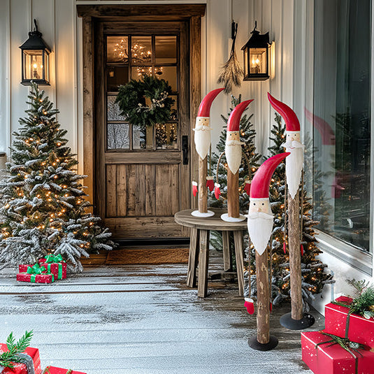 Tall Wooden Painted Santas, Set of Two, Choose Your Size General KAL