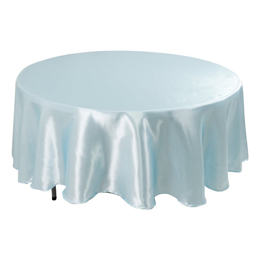 Satin 108" Round Tablecloth Light Blue - Smooth and Lustrous Table Cover Tablecloths HIER_2141