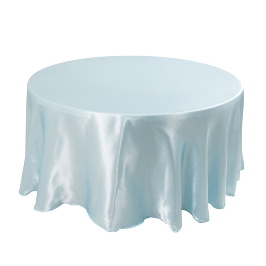 Satin 120" Round Tablecloth Light Blue - Stylish Seamless Table Cover Tablecloths HIER_2141