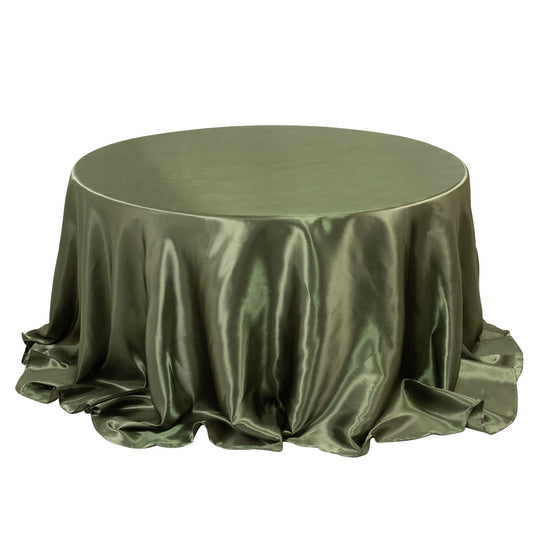 Satin 132" Round Tablecloth Dusty Sage Green - Stylish Seamless Table Cover Tablecloths HIER_2141