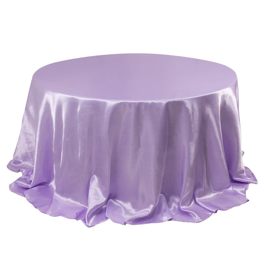 Satin 132" Round Tablecloth Lavender Lilac - Stylish Seamless Table Cover Tablecloths HIER_2141