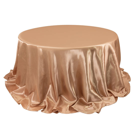 Satin 132" Round Tablecloth Nude - Stylish Seamless Table Cover Tablecloths HIER_2141