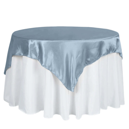 Satin 60"x60" Table Overlay Square Tablecloth Dusty Blue - Smooth Silky Touch Table Cover Overlays PROstorez Default Title