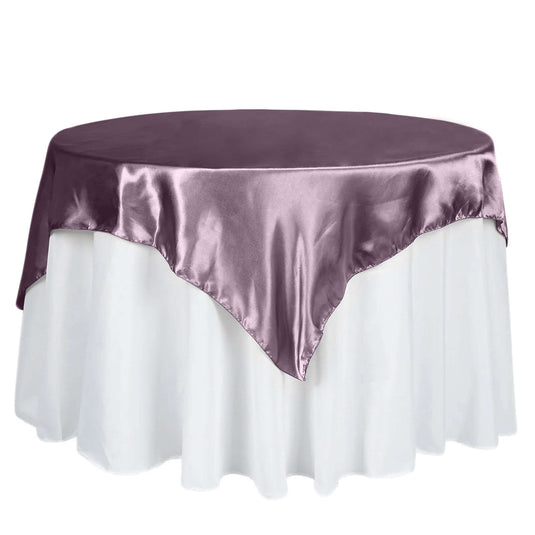 Satin 60"x60" Table Overlay Square Tablecloth Violet Amethyst - Smooth Silky Touch Table Cover Overlays HIER_2143 Default Title