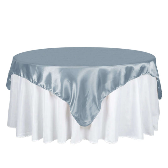 Satin 72"x72" Table Overlay Square Tablecloth Dusty Blue - Smooth Finish Table Cover Overlays PROstorez Default Title