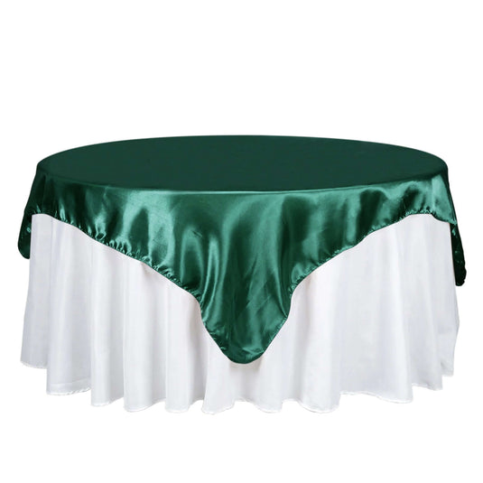 Satin 72"x72" Table Overlay Square Tablecloth Hunter Emerald Green - Smooth Finish Table Cover Overlays PROstorez Default Title