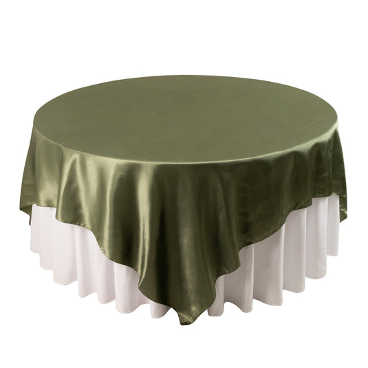 Satin 90"x90" Table Overlay Square Tablecloth Dusty Sage Green - Smooth Finish Table Topper Overlays HIER_2143