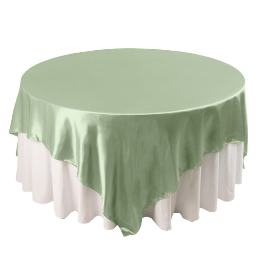 Satin 90"x90" Table Overlay Square Tablecloth Sage Green - Smooth Finish Table Topper Overlays HIER_2143