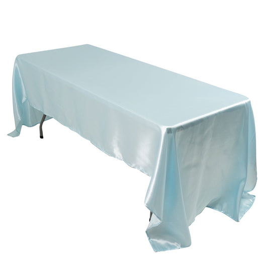 Satin Rectangular 60"x126" Tablecloth Light Blue - Smooth and Lustrous Table Cover Tablecloths HIER_2142