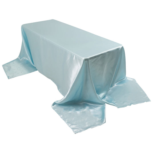 Satin Rectangular 90"x156" Tablecloth Light Blue - Seamless Table Cover Tablecloths HIER_2142