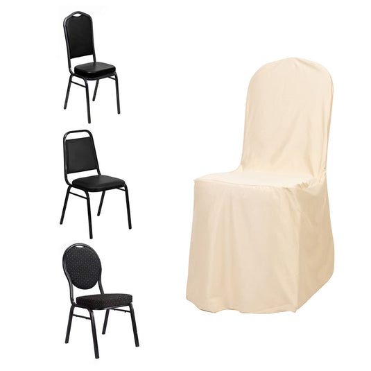 Scuba Stretch Chair Cover Beige for Banquet Chairs Slim Fit Design - Wrinkle Free and Durable Slipcover Chair Covers HIER_3130