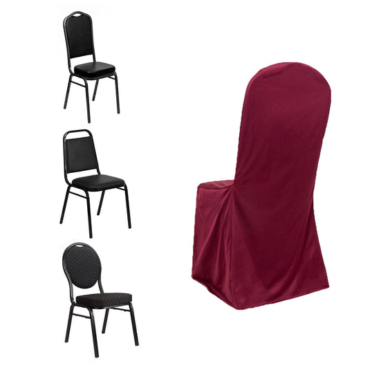 Scuba Stretch Chair Cover Burgundy for Banquet Chairs Slim Fit Design - Wrinkle Free and Durable Slipcover Chair Covers HIER_3130