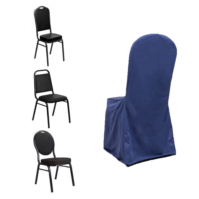 Scuba Stretch Chair Cover Navy Blue for Banquet Chairs Slim Fit Design - Wrinkle Free and Durable Slipcover Chair Covers HIER_3130