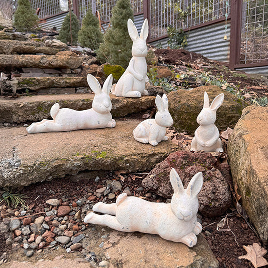 Handcrafted Terracotta-Inspired Outdoor Bunny Sculptures, Set of 5 Shop ABH