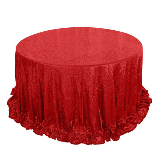 Sequin 132" Round Tablecloth Red - Seamless Dazzling Table Cover Tablecloths PROstorez Default Title