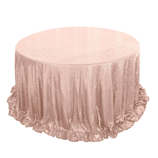 Sequin 132" Round Tablecloth Rose Gold - Seamless Dazzling Table Cover Tablecloths PROstorez Default Title