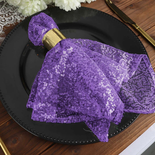 Sequin 20"x20" Napkin Purple - Shimmering Dinner Napkin Napkins PROstorez Default Title