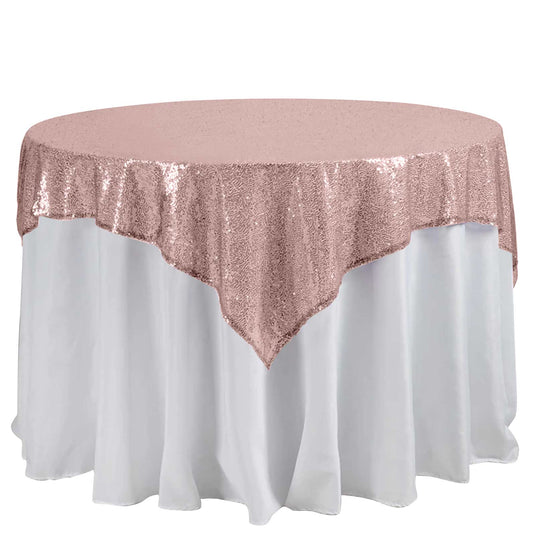 Sequin 60"x60" Table Overlay Square Tablecloth Blush - Luxe Wedding Table Topper Overlays PROstorez Default Title