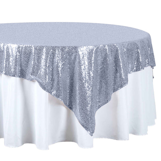 Sequin 72"x72" Table Overlay Square Tablecloth Dusty Blue - Sparkly Table Cover Overlays HIER_2123