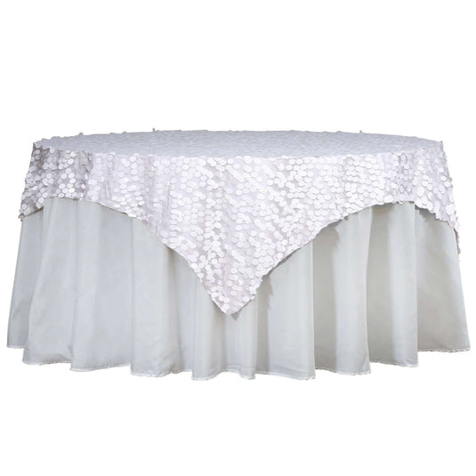 Sequin 72"x72" Table Overlay Square Tablecloth White - Big Payette Design for Classy Celebrations Overlays HIER_2123 Default Title