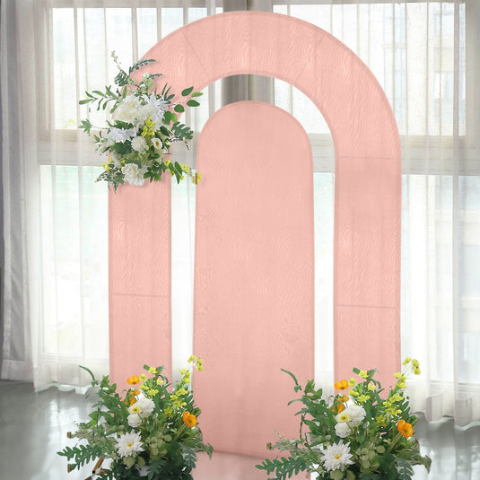 Set of 2 Dusty Rose Spandex Fitted Wedding Arch Covers for Round Top and Double Arch Chiara Backdrop Stands - 6ft,8ft Backdrops HIER_5200