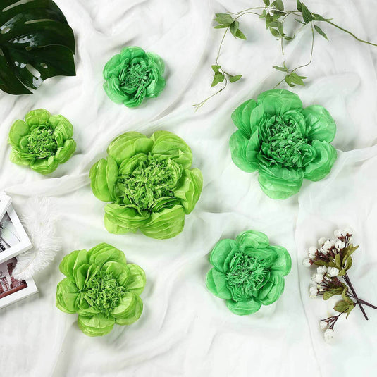 Set of 6 Mint Apple Green Peony 3D Paper Flowers Wall Decor - 7",9",11" Decorations PROstorez Default Title