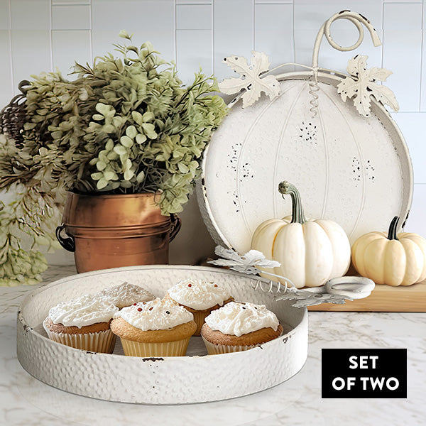 Chippy Whitewashed Pumpkin Trays, Set of 2 General ABH