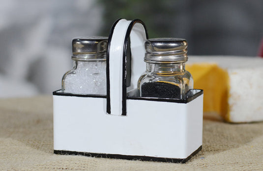 Salt & Pepper Shaker with Enamel Inspired Holder General VIP