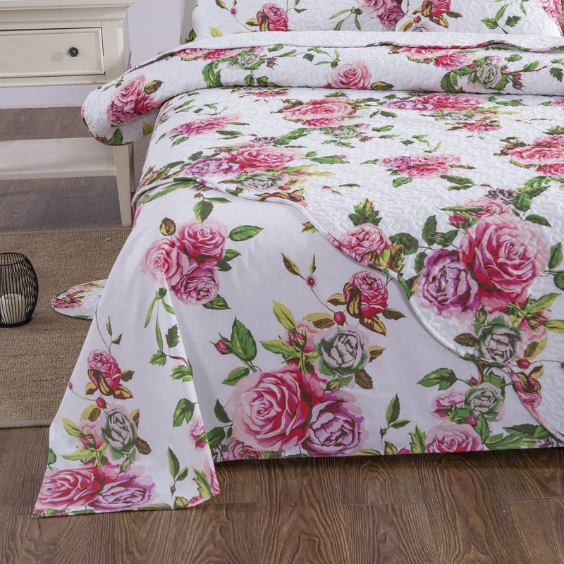 Load image into Gallery viewer, Romantic Roses Lovely Spring Pink Floral Garden Fitted &amp; Flat Bed Sheet Set w/ Pillow Cases General DaDalogy Bedding Collection
