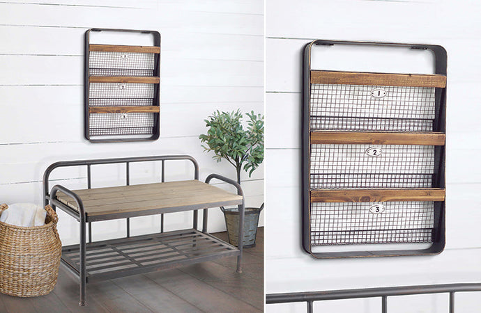 Wood and Metal Wire Wall Organizer General MEL