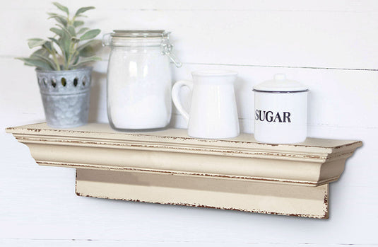 24 in White Distressed Wall Shelf General VIP