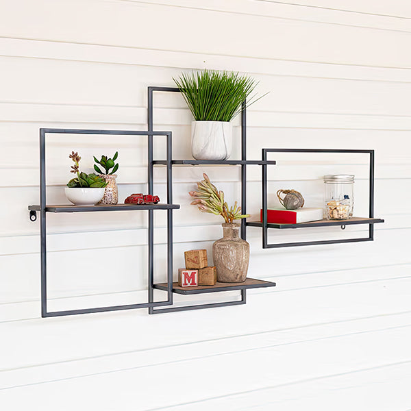 Geometric Black Metal Wall Shelving Unit Whats trending KAL