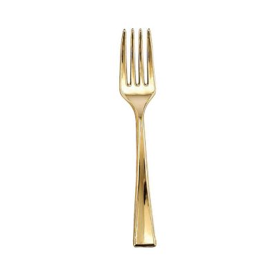 Load image into Gallery viewer, Gold Mini Plastic Forks 4.5&quot; Serverware Decorline
