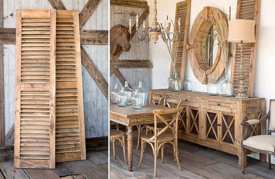 Reclaimed Wood Shutters Decor Set Of 2 General PHC