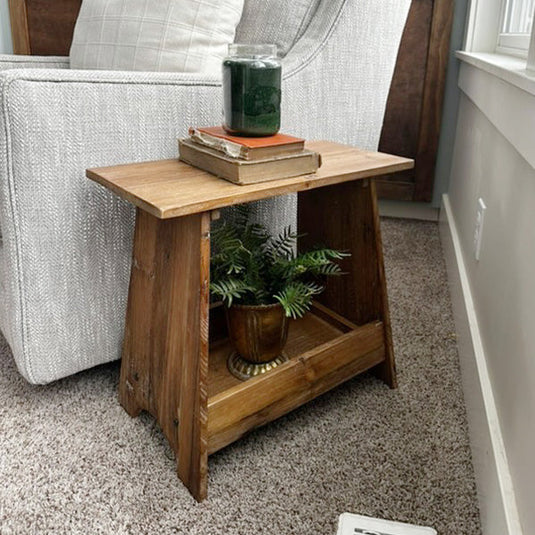 Reclaimed Wood Shelf Side Table Whats trending ABH