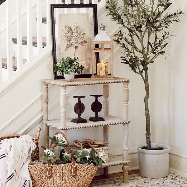 Three-Tier Beaded Edge Whitewash Table General ABH