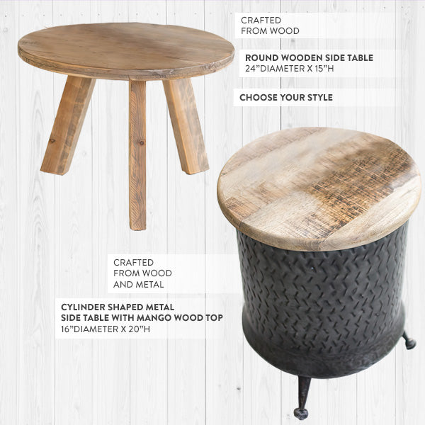 Load image into Gallery viewer, Rustic Farmhouse Round Side Table, Pick Your Style Whats trending KAL
