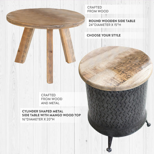 Rustic Farmhouse Round Side Table, Pick Your Style Whats trending KAL