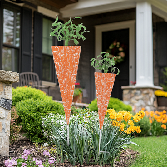 Distressed Carrot Outdoor Garden Stakes, Set of Two Shop ABH