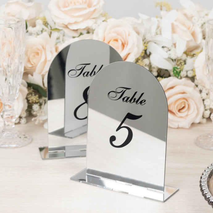 Silver Mirror Arch Acrylic Table Numbers (1-10) - 6